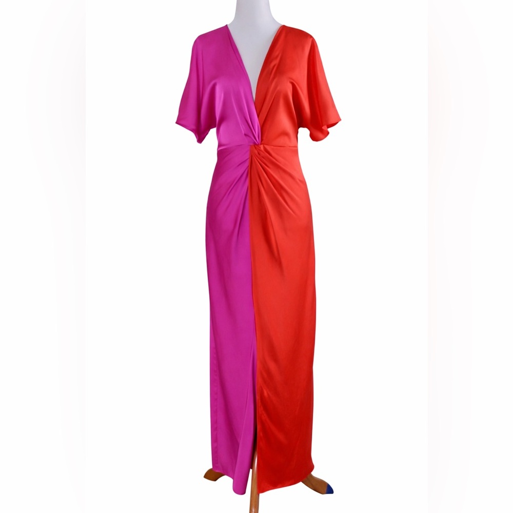 Boston Proper Red and Pink Maxi Dress — Looks like Trina Turk!